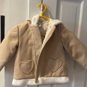 Little Me Tan Jacket with Heart Accents